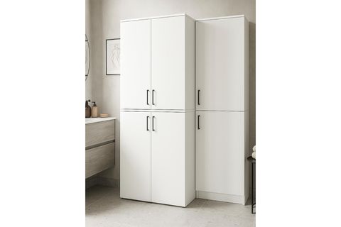 TANİ ROVİ ÇAMAŞIR VE KURUTMA MAKİNESİ BANYO DOLABI, ÜTÜ MASASI BÖLMELİ, BEYAZ