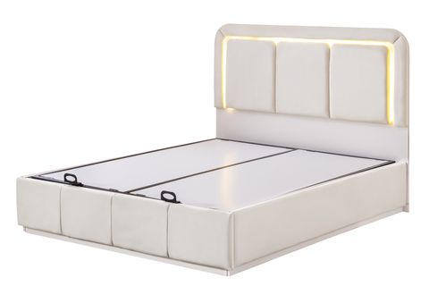 DEMONTE NOX LEDLİ ÇİFT KİŞİLİK BAZA BAŞLIK MAXİ YATAK SETİ, KREM, 160X200