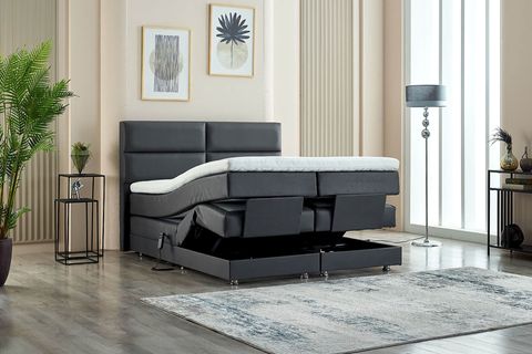 NİVO KUMANDALI BAZA BAŞLIK YATAK SETİ, ANTRASİT, 160X200