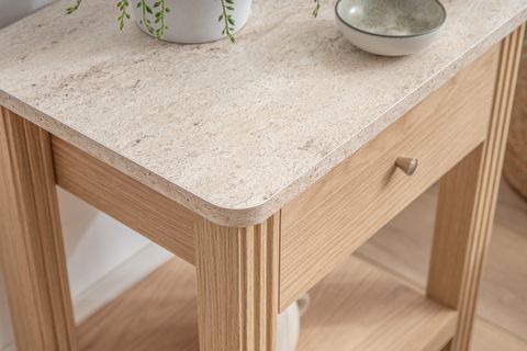 HAVEN ÇEKMECELİ KAHVE SEHPASI, MEŞE TRAVERTEN