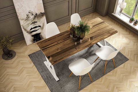 WOODESK ELİTS MASİF CEVİZ RENK 200X80 SANDALYELİ MASA TAKIMI CPT7382-200