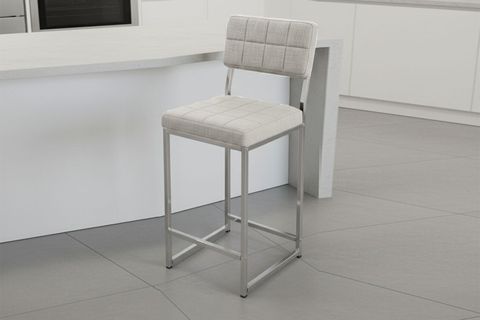 RİVA BAR MUTFAK SANDALYESİ, KROM KAPLAMA AYAKLI, KREM