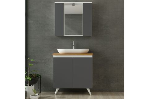 NİKA BANYO DOLABI 85CM AY2K 2K1A TZG BEYAZ ANTRASİT