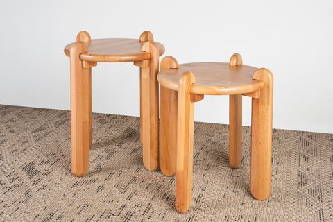 LUMO MASİF KAYIN AHŞAP İKİLİ YAN SEHPA , NATURAL