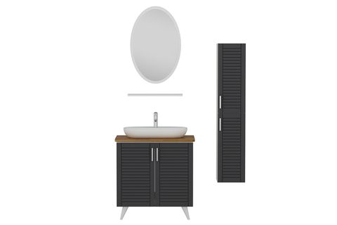 VERA BANYO DOLABI AY2K150, BEYAZ ANTRASİT, 100CM