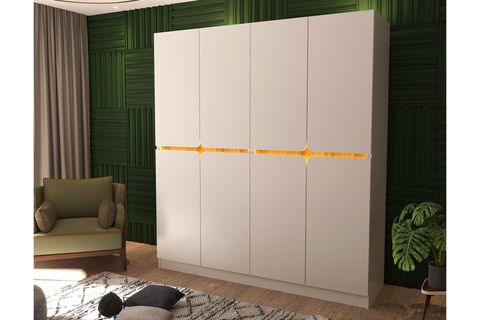 KATRE 8 KAPAKLI 2 ÇEKMECELİ LEDLİ DOLAP, CEVİZ