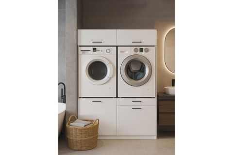 LİPA ÇAMAŞIR VE KURUTMA MAKİNESİ BANYO DOLABI, KİRLİ SEPETLİ, BEYAZ