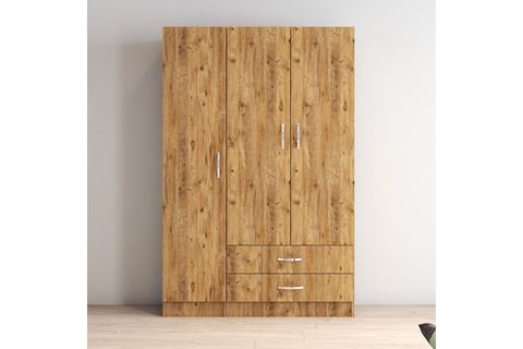 3 KAPAKLI 2 ÇEKMECELİ GENİŞ GARDROP, ÇAM, GRD0502