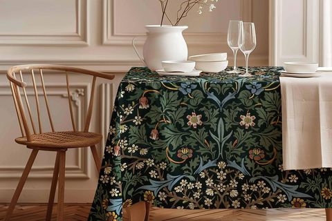 GECE ÇİÇEKLERİ PAMUK MASA ÖRTÜSÜ, 100X100 CM