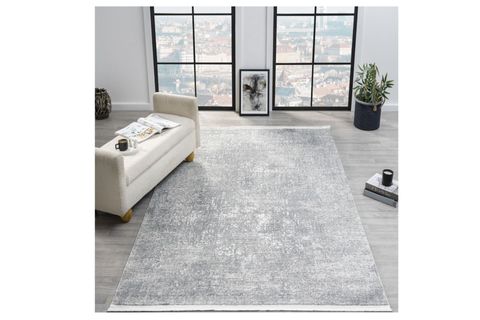VİTA SERİSİ BAMBU DOKULU MODERN MAKİNE HALISI, GRİ, 80X350