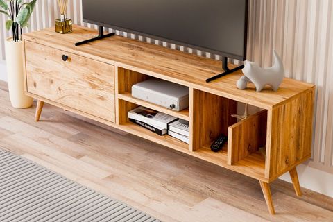 LENA KİTAPLIK BÖLÜMLÜ TV SEHPASI, ÇAM, 140 CM