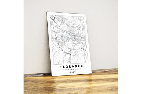 JAVVUZ İTALYA FLORANSA HARİTA DEKORATİF METAL TABLO
