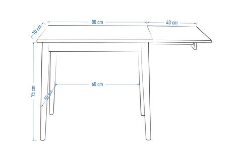 AVANOS MDF KATLANIR AHŞAP MUTFAK MASASI, 70X80 CM, CEVİZ CEVİZ