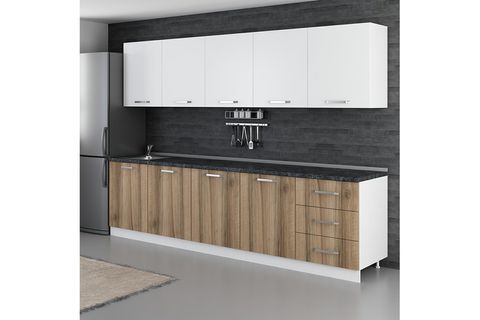 MİNAR BADE 300 CM MUTFAK DOLABI BEYAZ DORE 300-D3