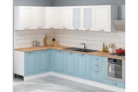 PASTEL ANKASTRE MODÜLLÜ TEZGAHLI MDF HAZIR MUTFAK DOLABI, 430 CM