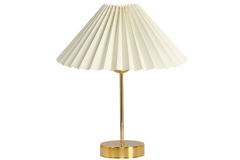 LİORA METAL PİLELİ KREM KUMAŞ ABAJUR, GOLD AYAKLI
