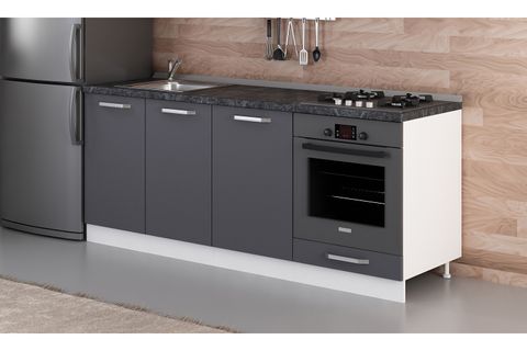 MİNAR 200 CM MUTFAK DOLABI BEYAZ ANTRASİT 200-A6-ALT MODÜL
