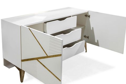 DİAMOND ŞİFONYER VE AYNA, KREM GOLD, 3 ÇEKMECELİ