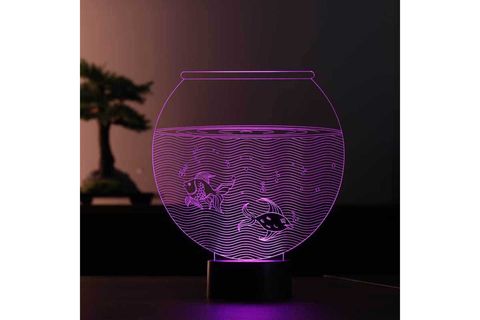 3D LED MASA LAMBASI, AKVARYUM FİGÜRLÜ, RENKLİ