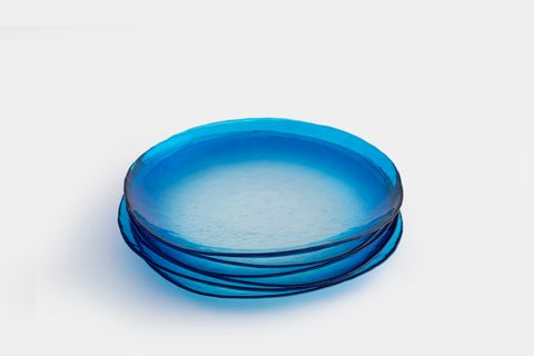 KİTCHEN ESSENTİALS ALTHEA CAM SERVİS TABAĞI 28 CM, MAVİ, ALTILI SET