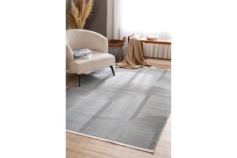 FARAHAN GRİ GEOMETRİK DESENLİ HALI A0861A, 60X100