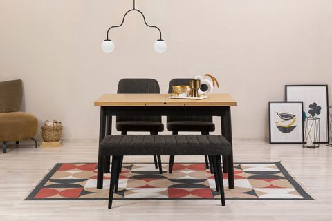 OLİVER MASA TAKIMI, KARİNA SİYAH, 75X120