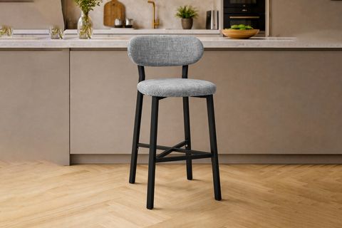 TERA BAR MUTFAK SANDALYESİ, KROM KAPLAMA AYAKLI, GRİ