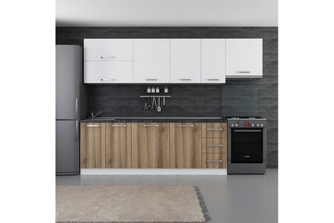 MİNAR LOTUS 290 CM MUTFAK DOLABI BEYAZ DORE 290-D7