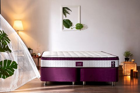 NİRON VİOLET BAZA BAŞLIK VE ORTA SERT YATAK SETİ, 160X200