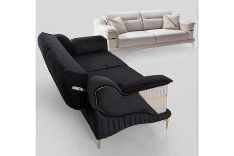 ZARAFET SİYAH KREM KOLTUK TAKIMI