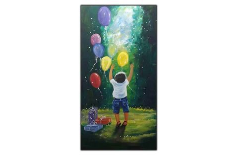 UZUN BALON VE HEDİYELER ORİJİNAL YAĞLI BOYA TABLO