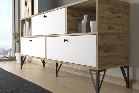 MİA TV ÜNİTESİ, ATLANTİK ÇAM BEYAZ, 160 CM