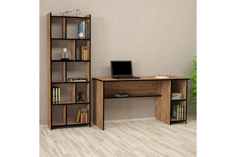 KALENDER DEKOR AVEL SNOW BİLGİSAYAR VE ÇALIŞMA MASASI TAKIMI, CEVİZ, 145 CM, AVLS04