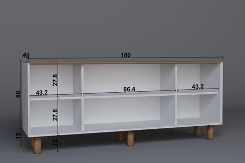 BOHEM SERİSİ NATURA PVC HASIR DESEN KONSOL, MAT BEYAZ AÇIK CEVİZ, 4 KAPAKLI