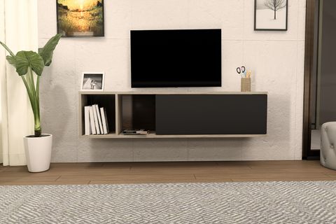 RONA DUVARA MONTE TV ÜNİTESİ, SİYAH TRAVERTEN