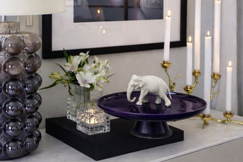 AYAKLI FİL FİGÜRLÜ SUNUM TABAĞI, MOR