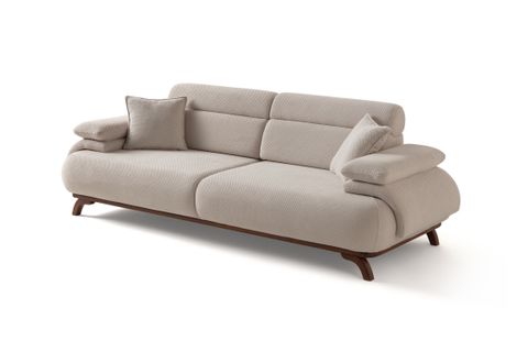 ALASKA SIRT MEKANIZMALI CEVİZ KASALI ÜÇLÜ KOLTUK, TURUNCU