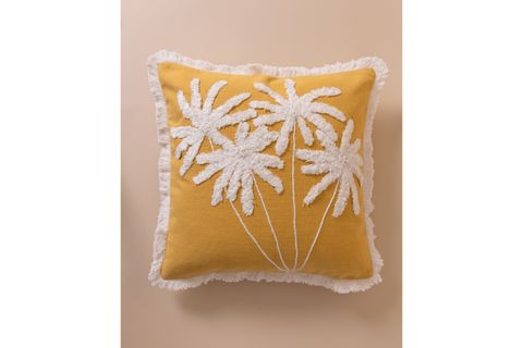 THE MİA BOHEM PALMİYE DESENLİ KIRLENT, HARDAL 45X45 CM