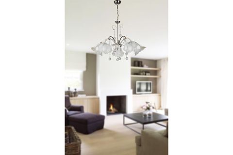 VENON AYDINLATMA LÜLE BEŞLİ CT AVİZE, KROM CAM SAVURMA