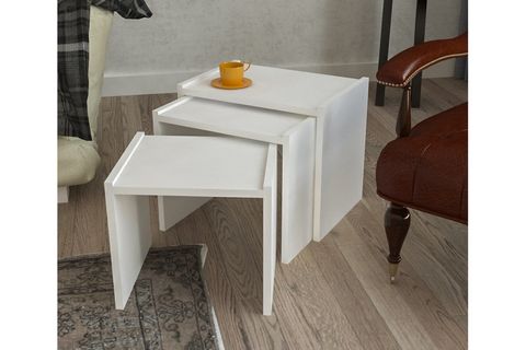 DEKORSTİLİM ZİGON SEHPA TAKIMI, BEYAZ