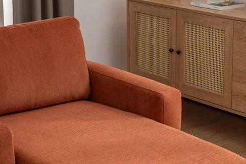 MERLİN DAYBED, İNCE KOL, NATUREL AYAK, KADİFE KUMAŞ, KİREMİT