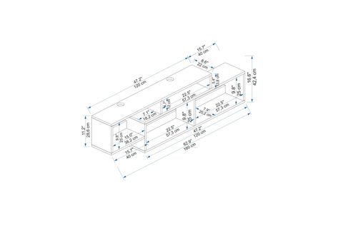 ARNETTİ ATLANTİS DUVARA MONTE 4 BÖLMELİ TELEVİZYON SEHPASI, CEVİZ ANTRASİT - ATLANTİS