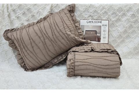 ÇAPA HOME MİLANO ÇİFT KİŞİLİK FIRFIRLI YATAK ÖRTÜSÜ, KAHVE