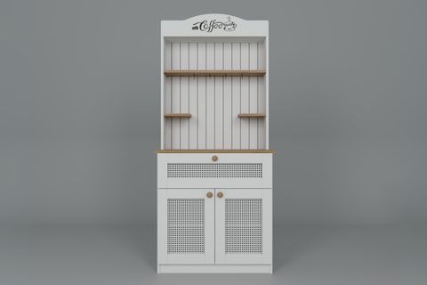 LUCAS 2 KAPAKLI PVC HASIR DESEN KAHVE KÖŞESİ, AÇIK CEVİZ BEYAZ