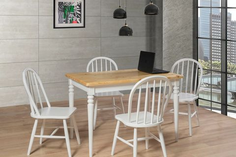 HARPUT MASA VE AMERİKAN SANDALYE TAKIMI, MEŞE BEYAZ, 110X70