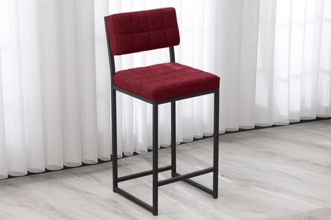 RİVA BAR MUTFAK SANDALYESİ, SİYAH AYAKLI, BORDO