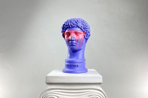 HERMES PURPLE MAN POP ART DEKORATİF ROMA YUNAN HEYKELLERİ