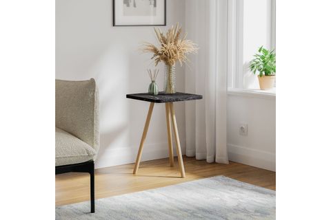 KOZİ KARE AHŞAP AYAKLI YAN SEHPA, SİYAH