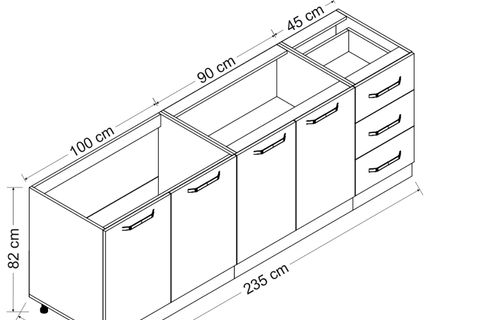 MİNAR 235 CM MUTFAK DOLABI BEYAZ 235-B1-ALT MODÜL