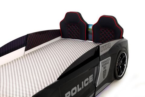 AUDİ V12 KUMANDALI VE MÜZİKLİ POLİS ARABALI YATAK, 90X190